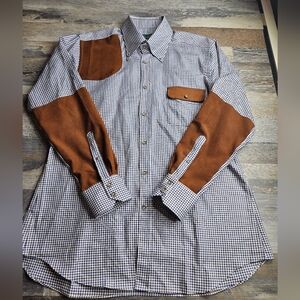 Hadleigh's RIP Field Shirt Made In Italy Cotton Men's Button Down Plaid 44 17.5